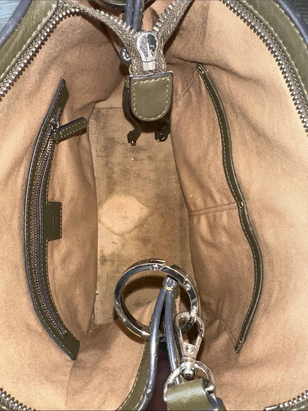 MCM Olive Brown Monogram Canvas Shoulder Bag 100% AUTHENTIC - Picture 3 of 11
